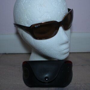 Ray-Ban Polarized W0957 Tortoise Rectangle Wrap Sunglasses